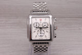Dark Gray Michele Deco XL Steel Quartz Chronograph Watch Diamond MOP Dial MW06Z00A0046