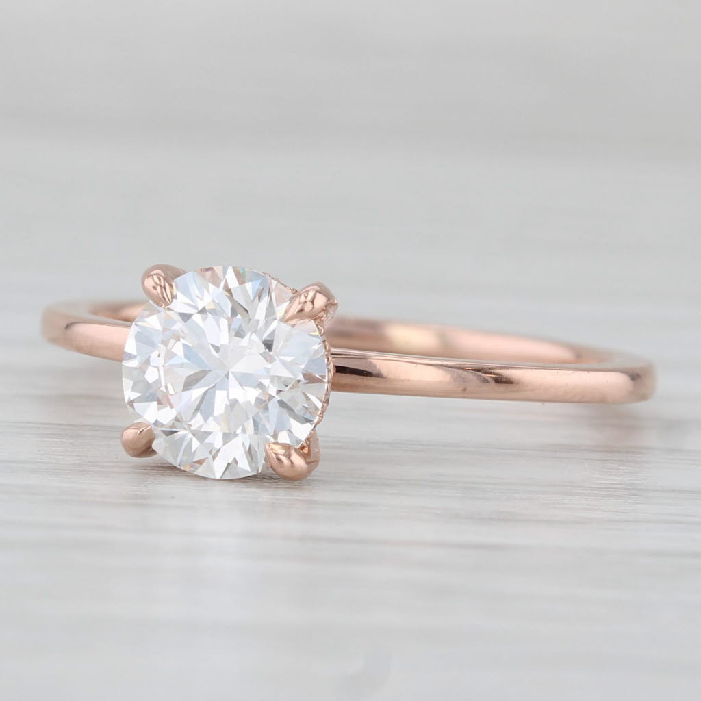 Light Gray Brilliant Earth 1.85ctw Round Lab Grown Diamond Solitaire Ring 14k Rose Gold Box