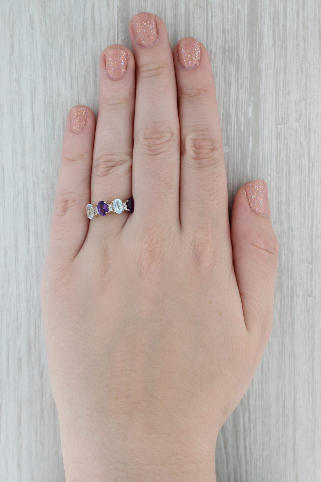 Gray 2.09ctw Amethyst Topaz Diamond Ring 14k Yellow Gold Size 7.5