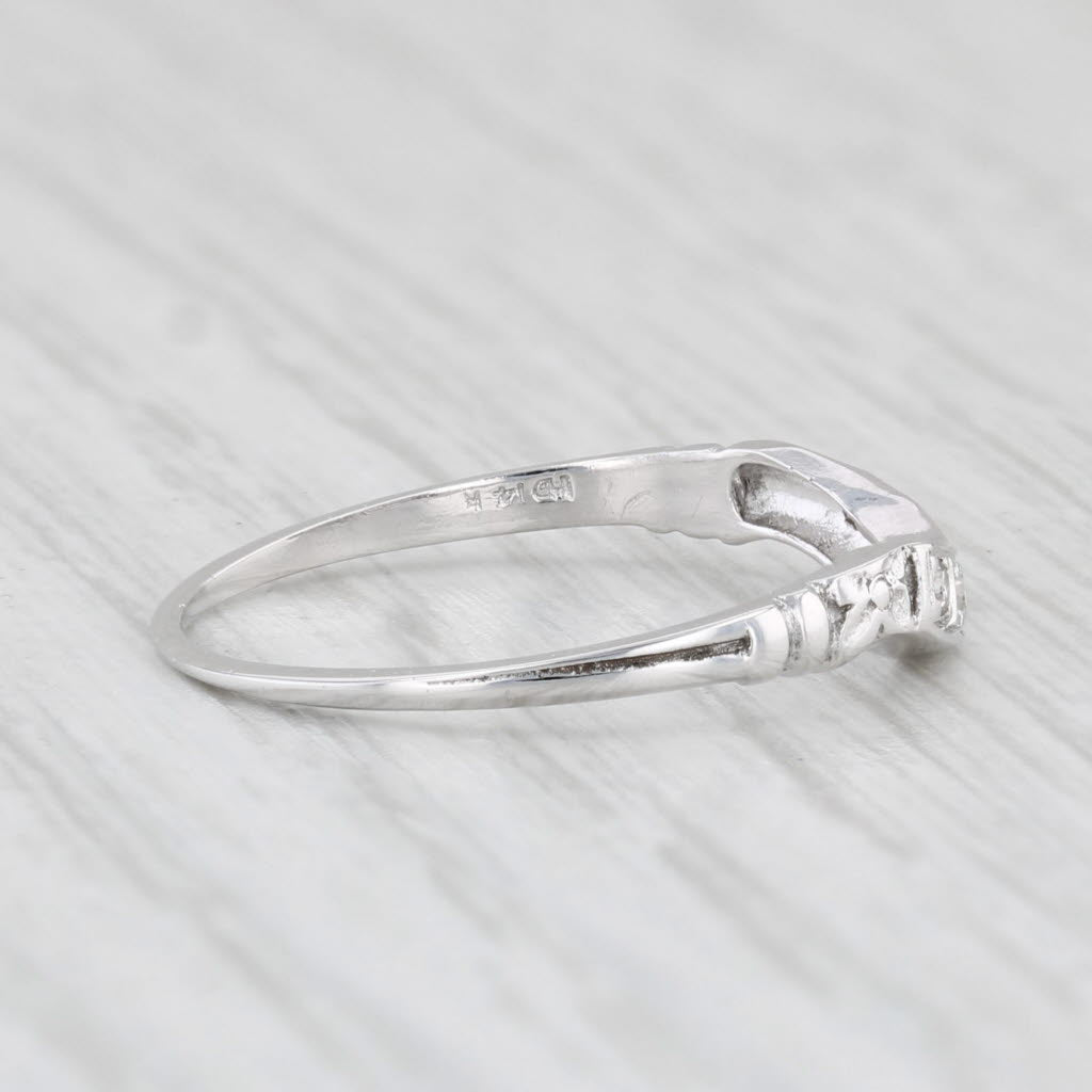 Light Gray Contoured Diamond Ring Guard 14k White Gold Size 6.75 Stackable Wedding Band