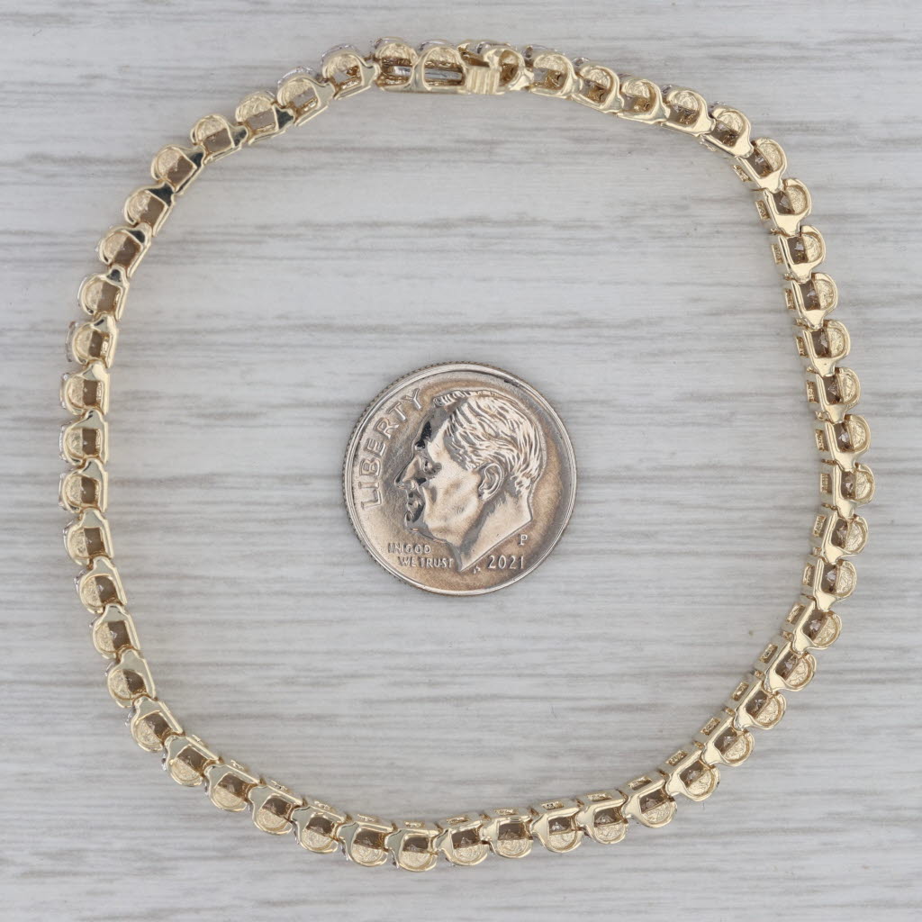 Gray 4ctw Diamond Tennis Bracelet 10k Yellow Gold 7" 6.6mm