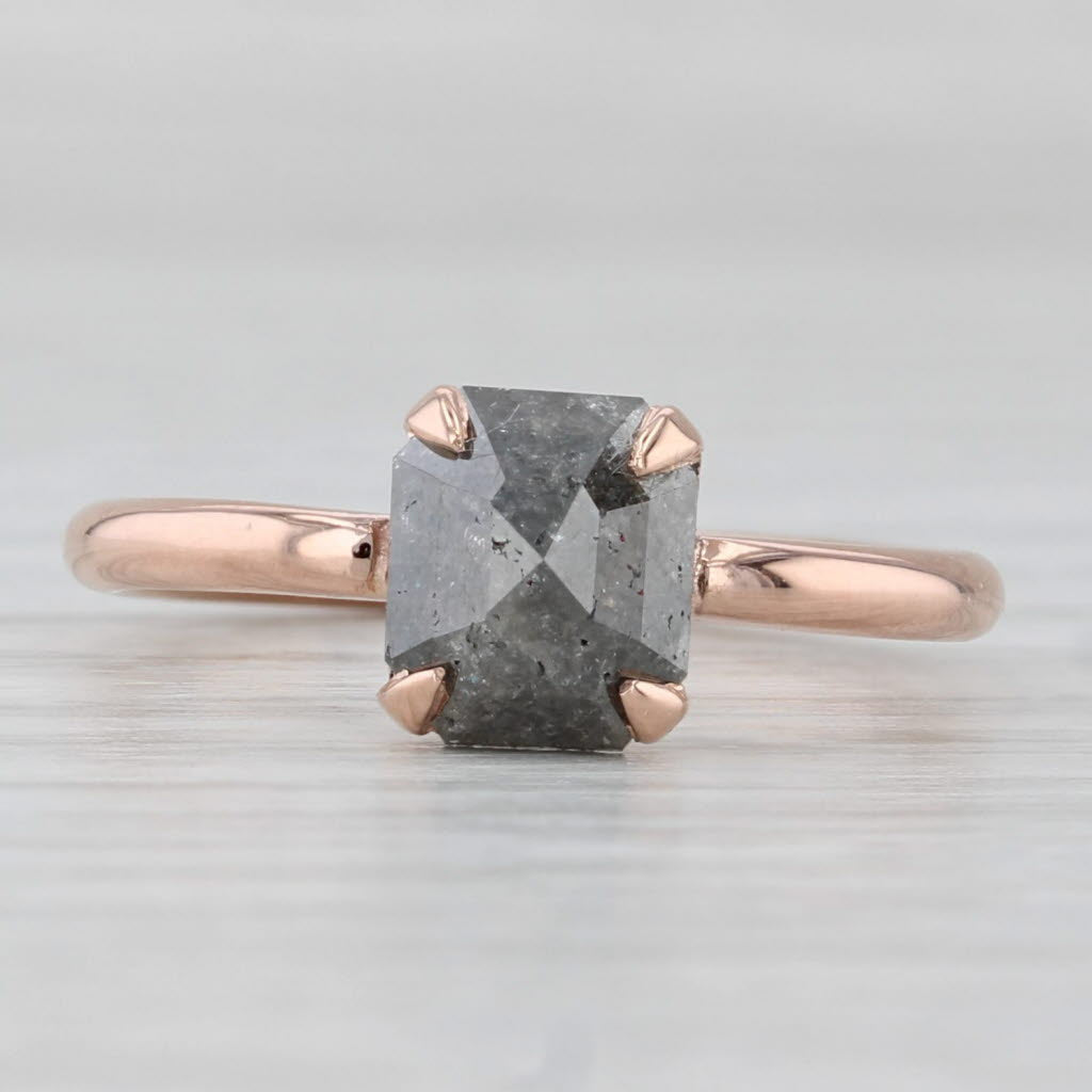 Light Gray New Custom 1.44ct Galaxy Diamond Solitaire Ring 14k Rose Gold Size 6 Octagon Cut