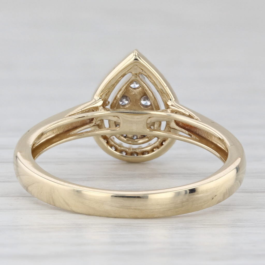 0.30ctw Pear Diamond Halo Engagement Ring 10k Yellow Gold Size 7.25