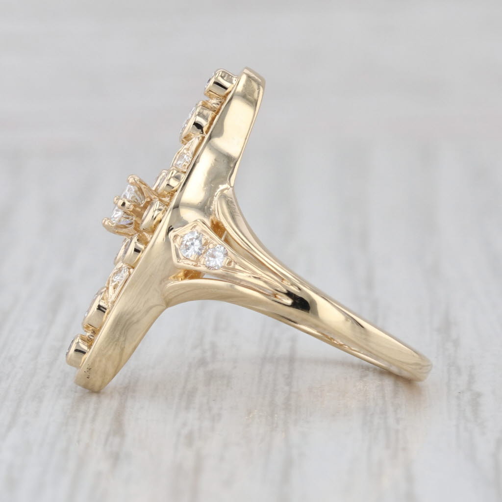 Vintage 0.68ctw Round Diamond Ring 14k Yellow Gold Size 7.5 Cluster Cocktail