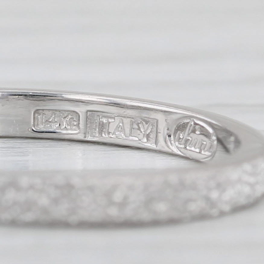 Light Gray Textured Brushed Band 14k White Gold Size 6 Wedding Stackable Ring