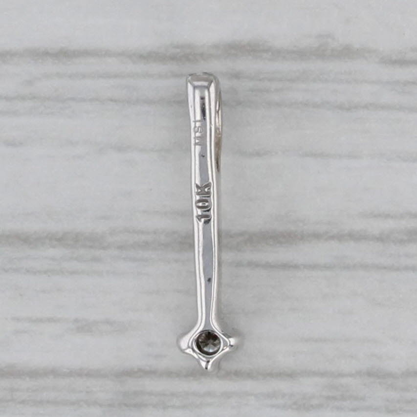 Gray Small Diamond Solitaire Drop Bar Pendant 10k White Gold