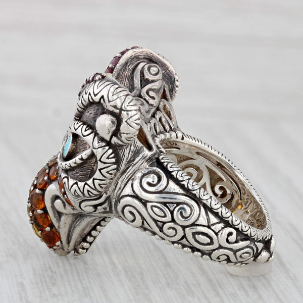 Barbara Bixby Jeweled Garuda Bird Ring Sterling Silver 18k Gold Statement