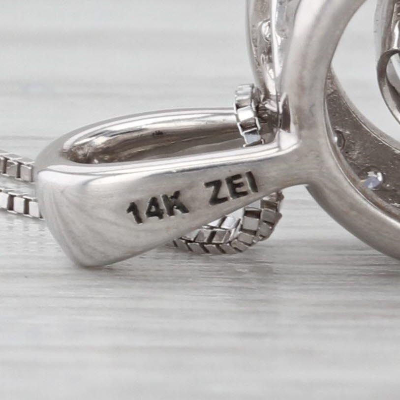 0.65ctw Diamond Floating Halo Pendant Necklace 14k White Gold 18" Box Chain