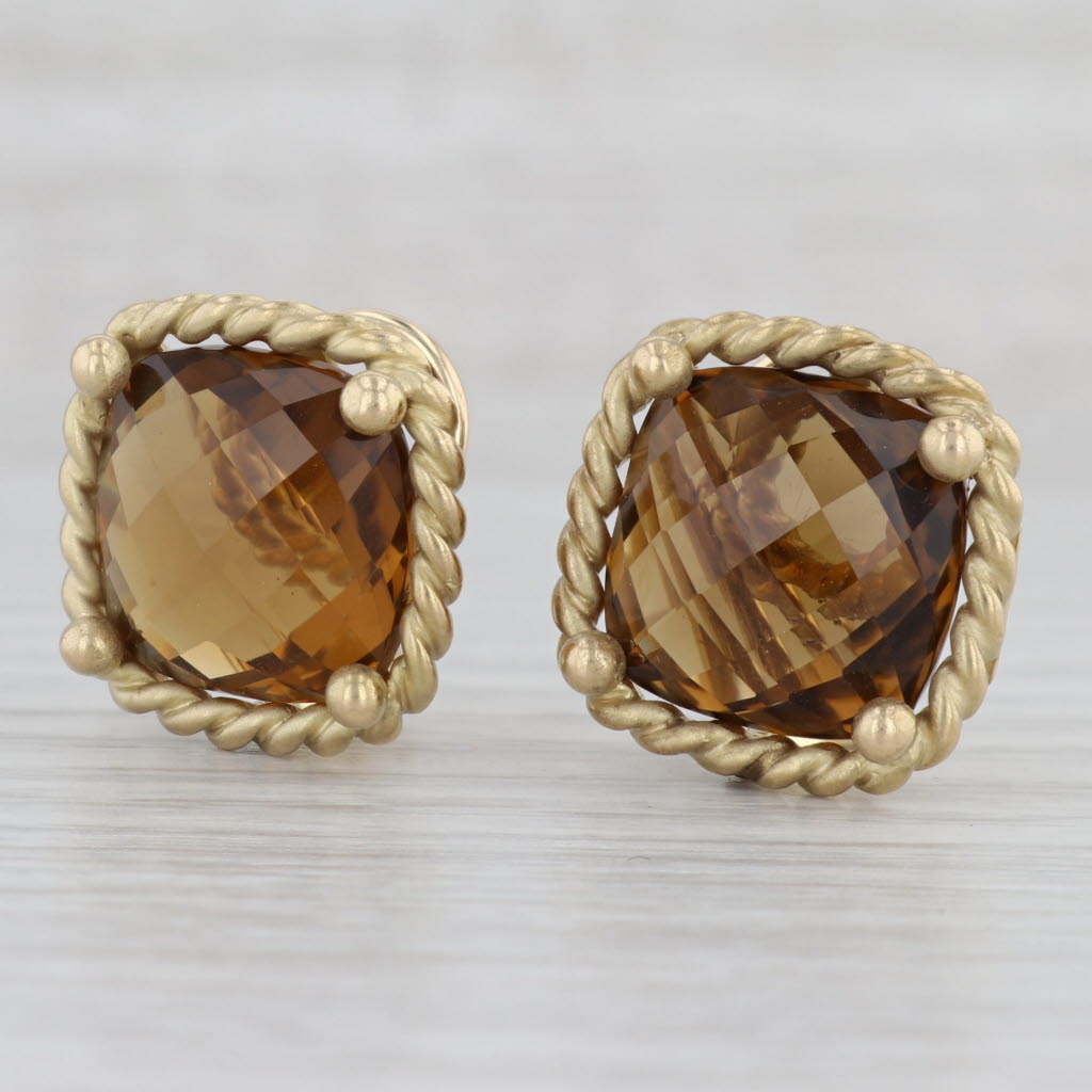 Gray 20ctw Brown Smoky Quartz Earrings 14k Yellow Gold Omega Backs Maz