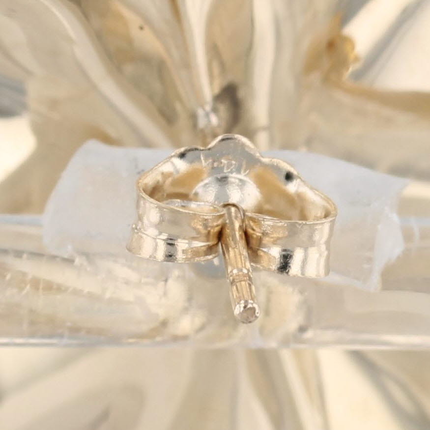 Tan Diamond Abstract Flower Stud Earrings 14k Yellow Gold Statement