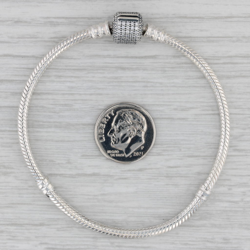 Gray Authentic Pandora Signature Pave Clasp Bracelet Sterling Silver 7.1" 590723CZ
