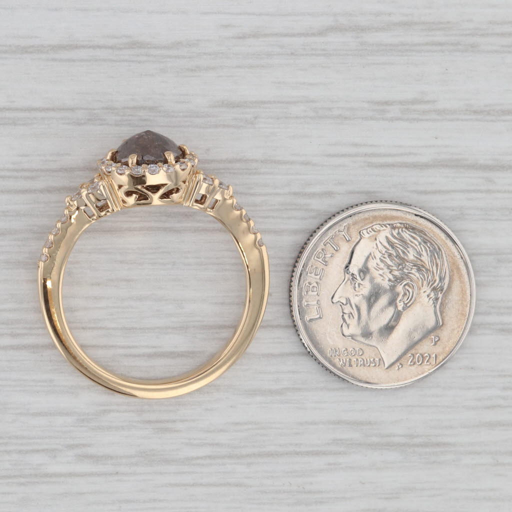 Gray 1.36ctw Champagne Brown Diamond Halo Engagement Ring 18k Yellow Gold Size 7