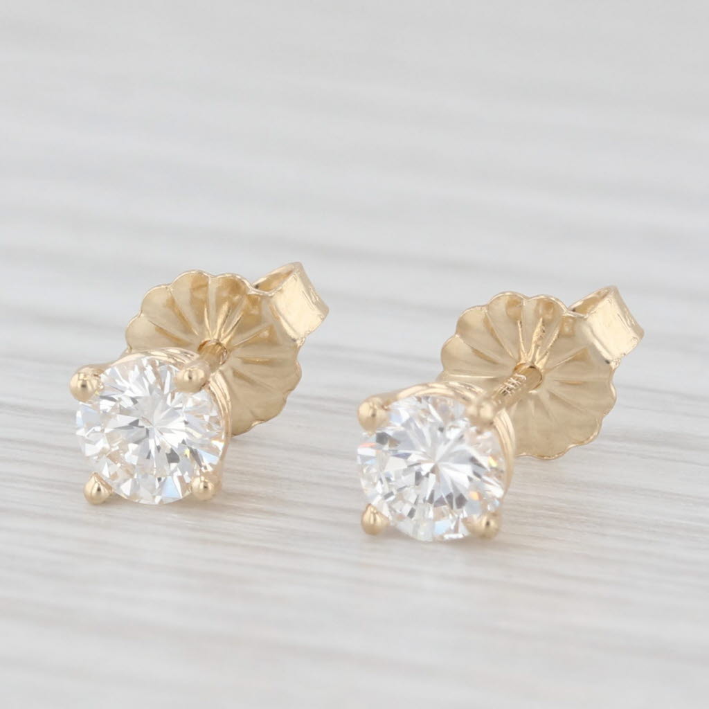 Light Gray New 0.67ctw Diamond Stud Earrings 14k Yellow Gold Round Solitaire Studs