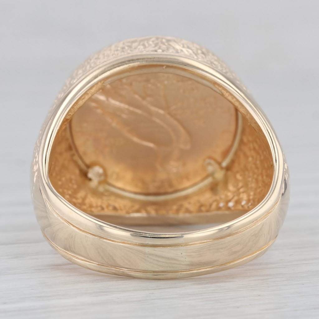Light Gray Authentic 1908 American Eagle Indian Head Coin Ring 14k 900 Gold 2.50 USD Sz 13