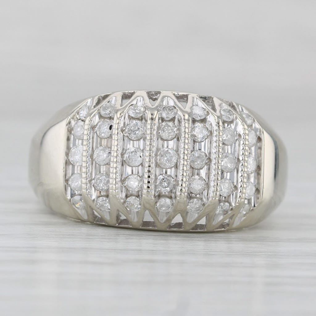 Light Gray 0.38ctw Diamond Rows Ring 10k White Gold Size 7.25