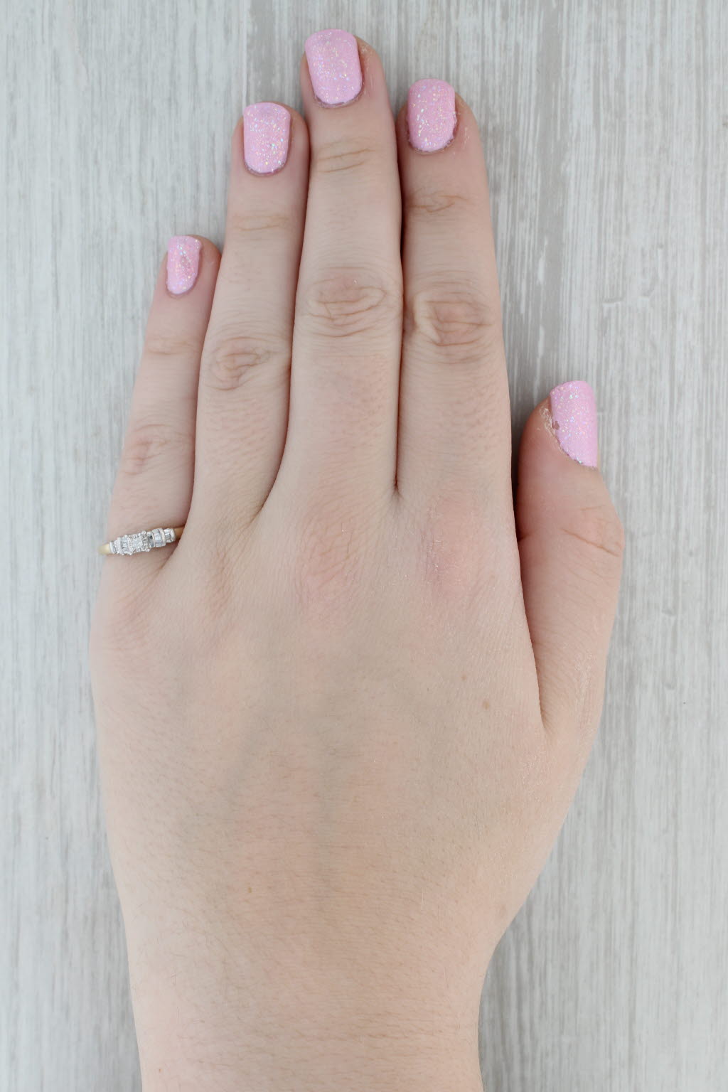 Gray 0.18ctw Princess Diamond Engagement Ring 10k White Yellow Gold Size 7.25