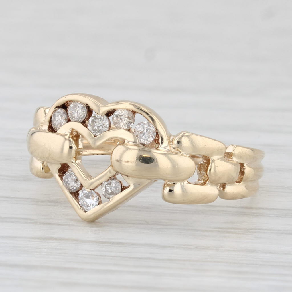 Light Gray 0.15ctw Diamond Heart Ring 14k Yellow Gold Size 7.25