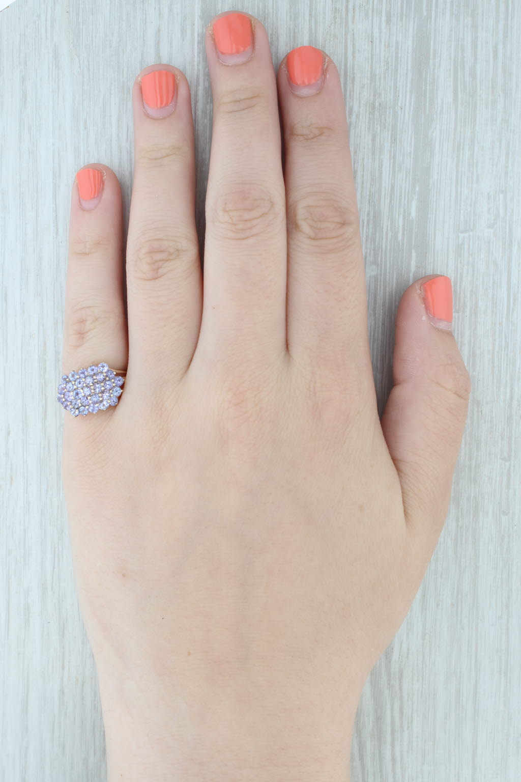 2.25ctw Tanzanite Cluster Ring 14k Yellow Gold Size 7.25 Cocktail