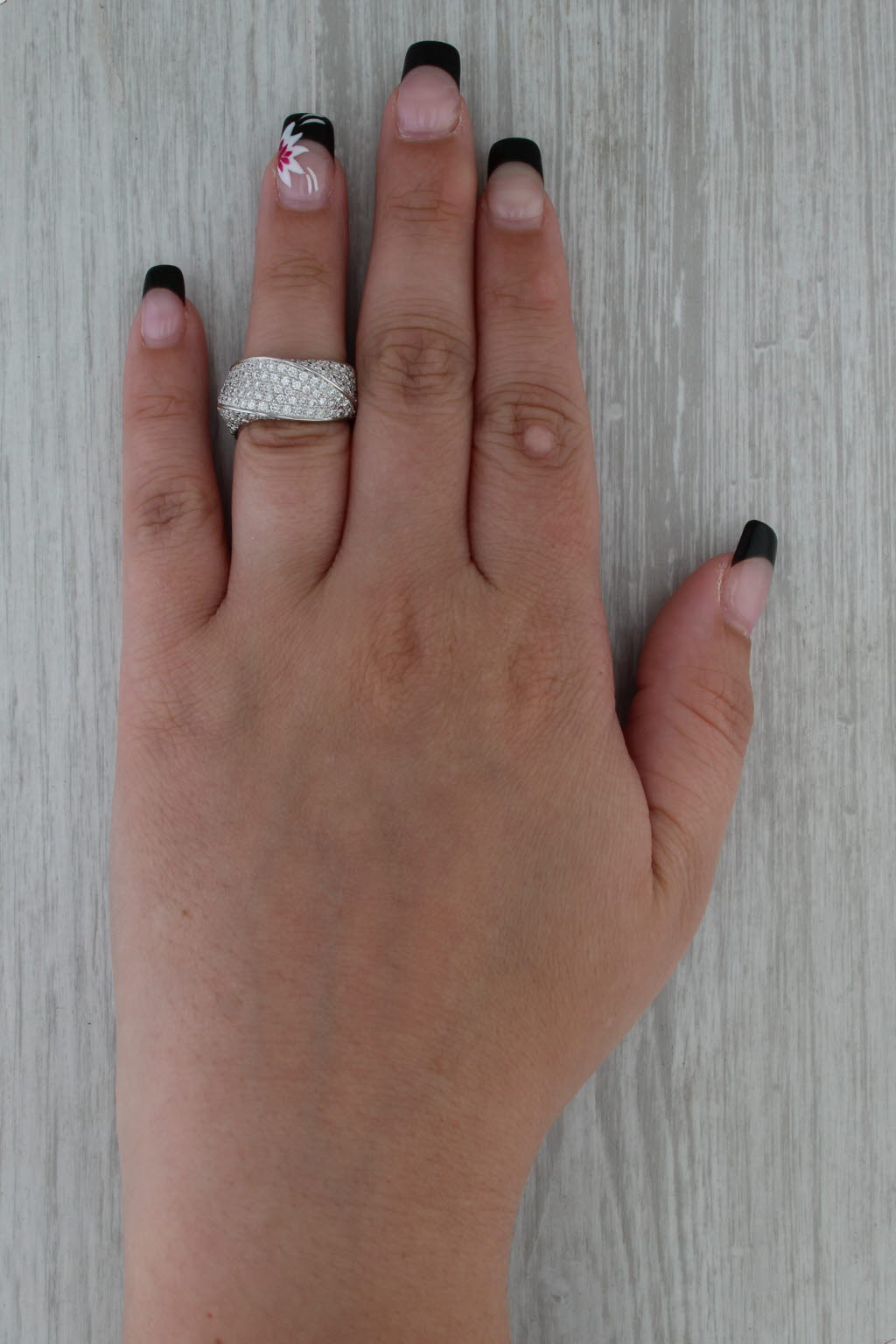 2ctw Pavel Diamond Contoured Beveled Ring 18k White Gold Size 5.75