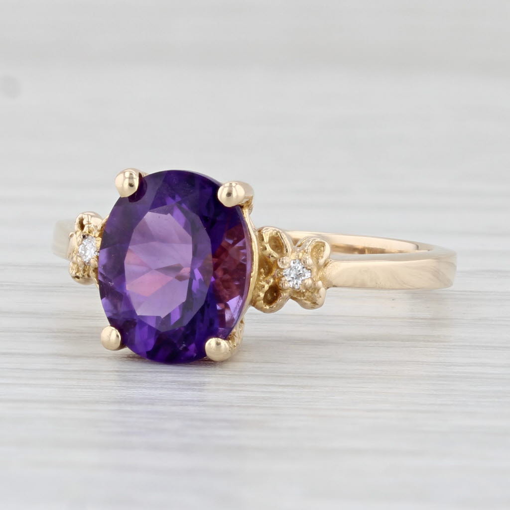 Light Gray 2.57ctw Oval Amethyst Diamond Ring 10k Yellow Gold Size 9