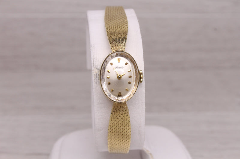 Dark Gray Vintage c.1970's LeCoultre Ladies 14k Yellow Gold Bracelet Watch c.845