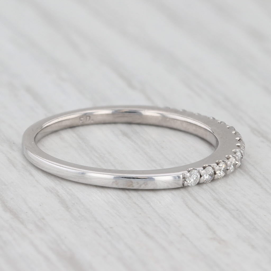 Light Gray 0.20ctw Diamond Wedding Band 14k White Gold Size 6.75 Stackable Band