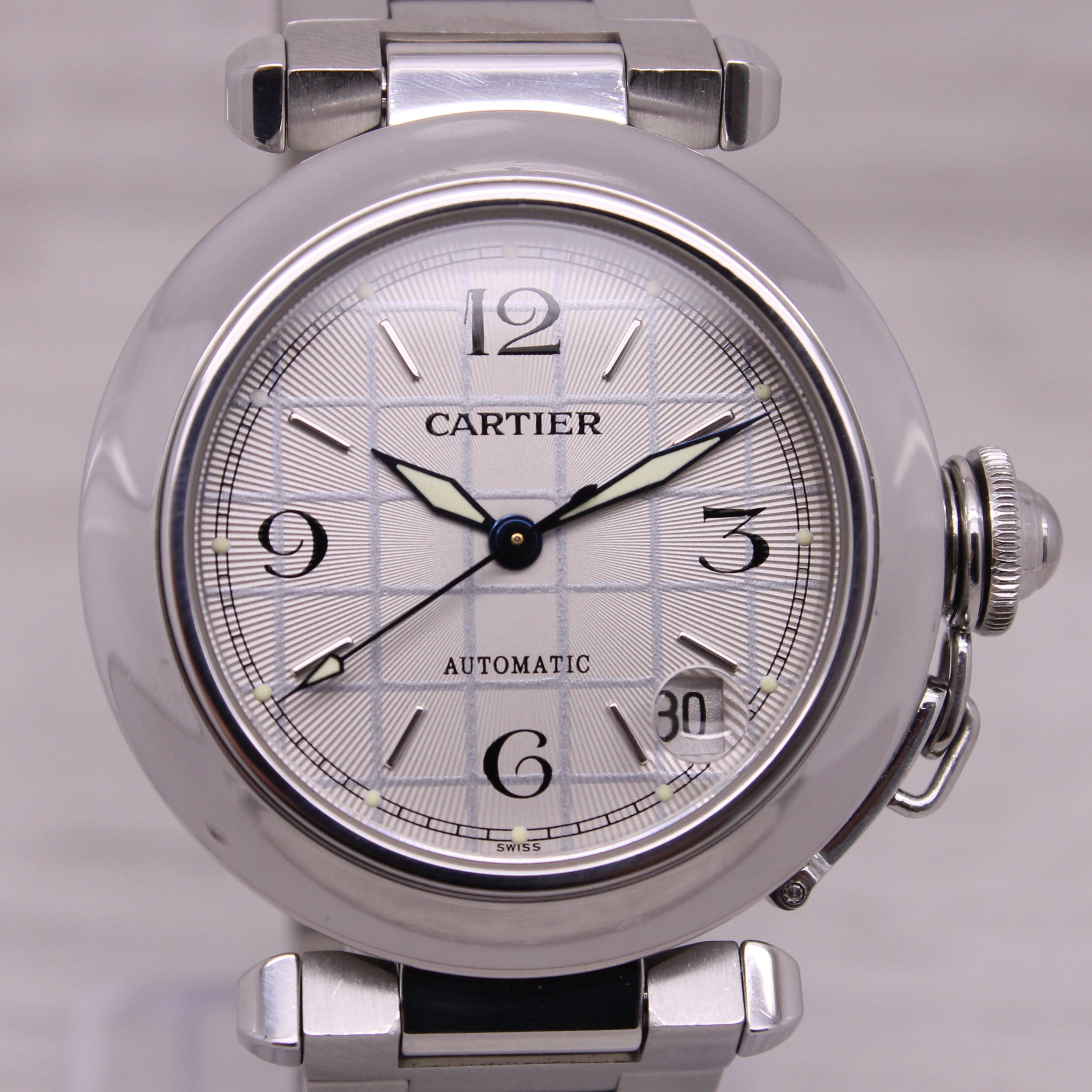 Dark Gray Pasha de Cartier ref.2324 35mm Stainless Steel Automatic Watch Grid Dial