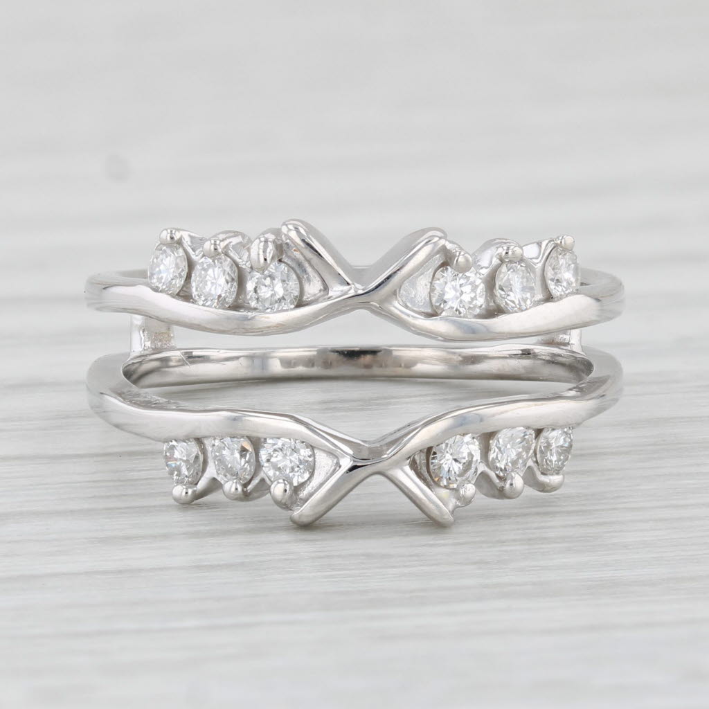 Light Gray 0.36ctw Diamond Ring Jacket Enhancer 14k White Gold Size 7.25 Wedding Band