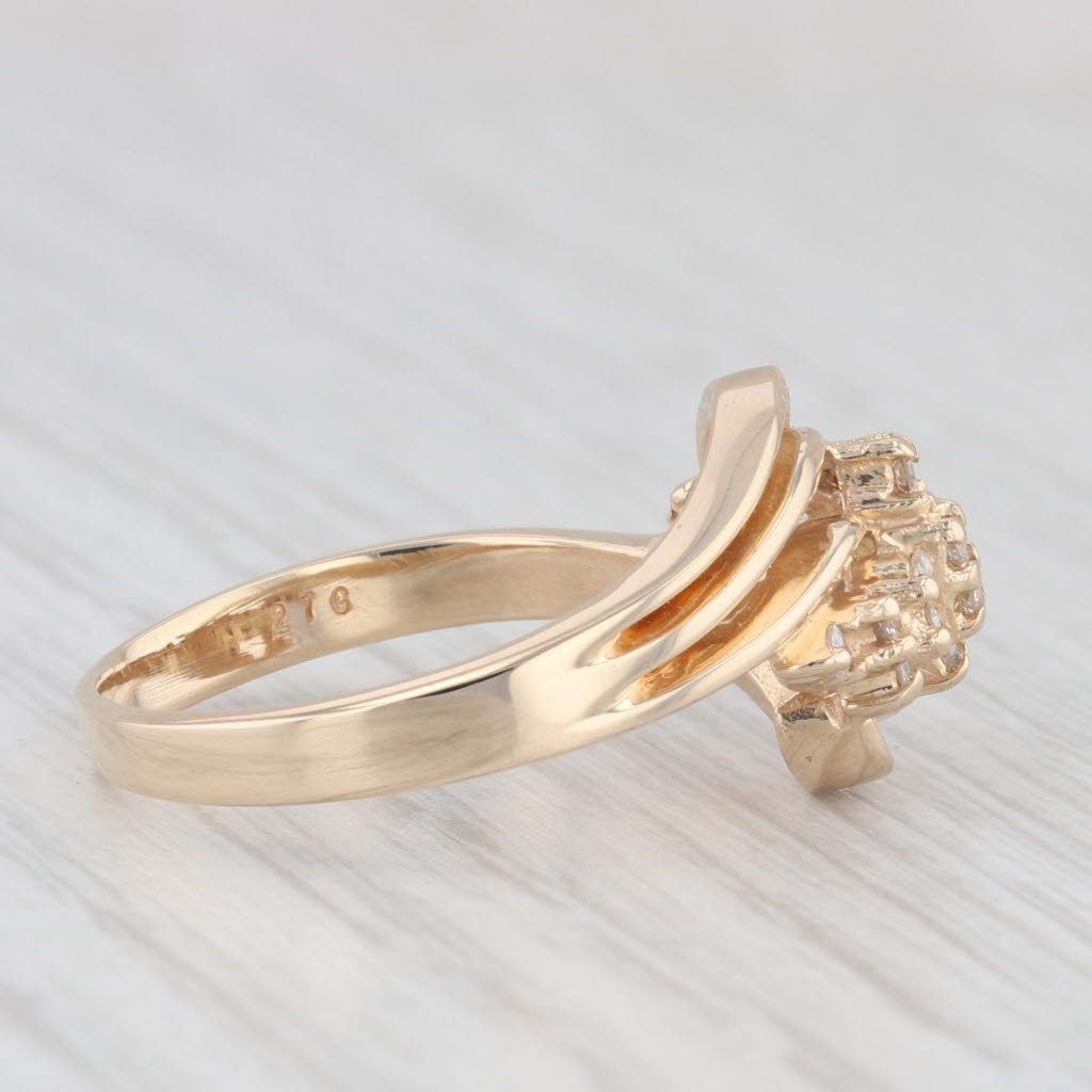 Light Gray 0.20ctw Diamond Cluster Ring 14k Yellow Gold Bypass Size 8