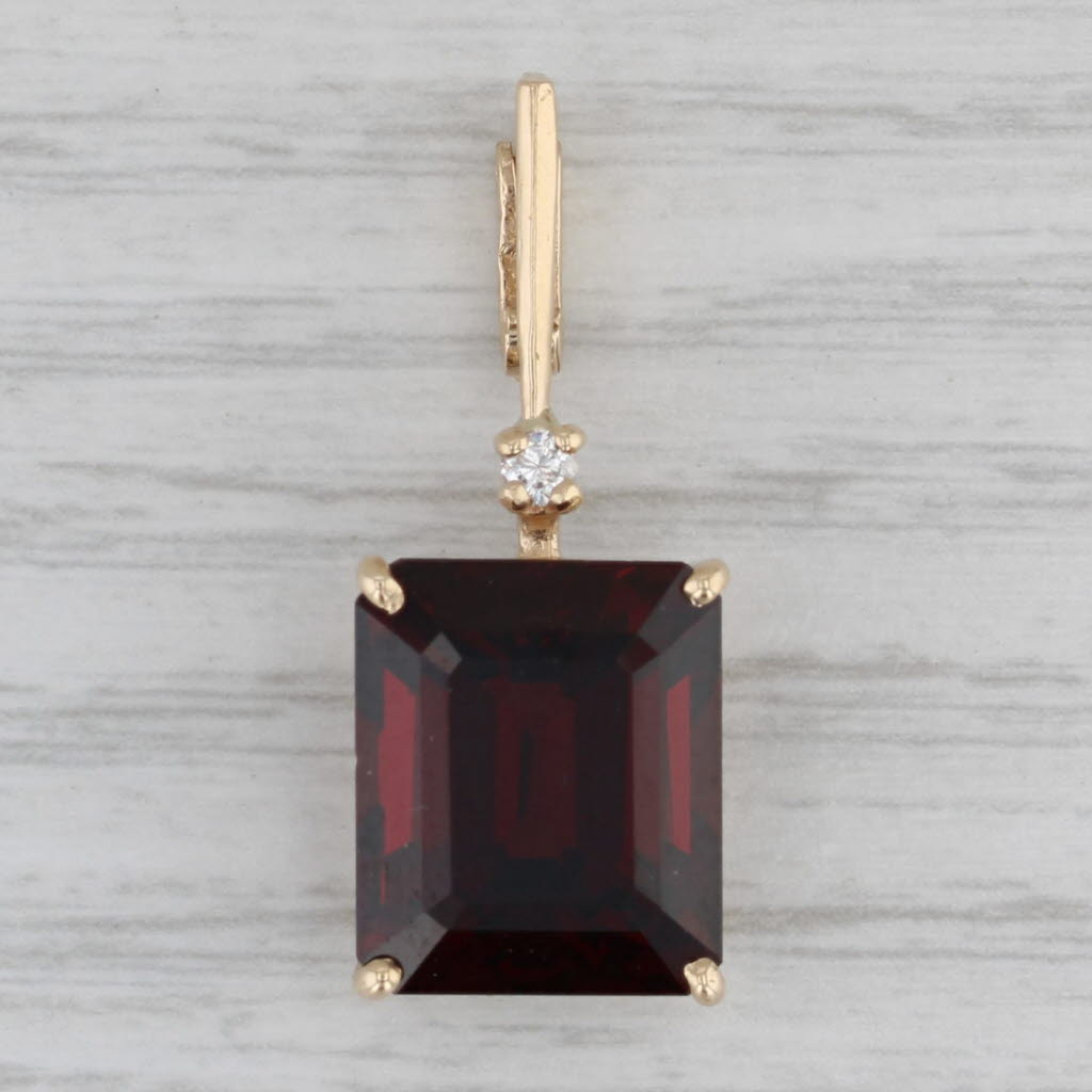 Gray 7.05ct Garnet Solitaire Pendant 14k Yellow Gold Clip Bail Enhancer