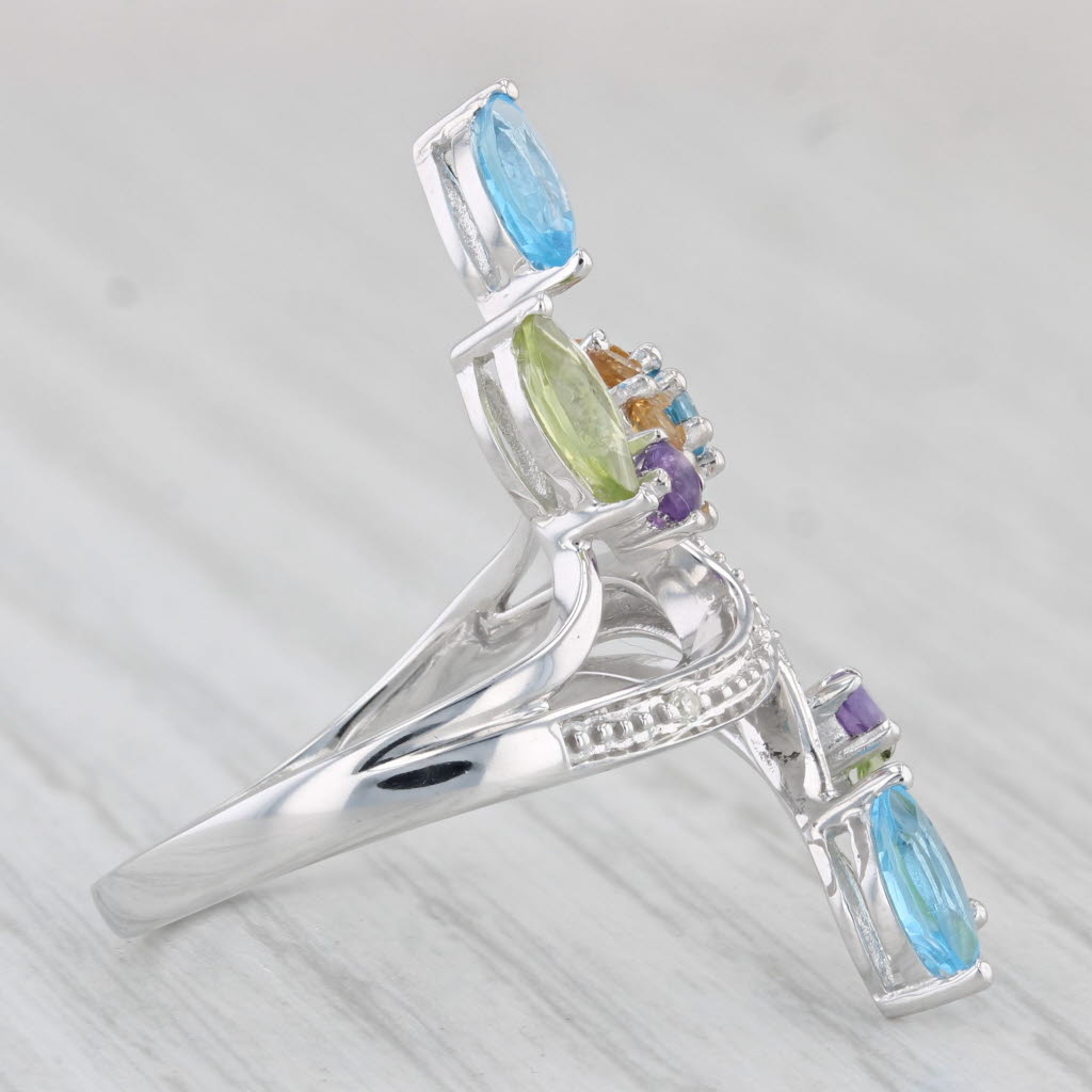 Light Gray 1.56ctw Gemstone Ring 14k White Gold Size 7.25 Amethyst Peridot Topaz Citrine