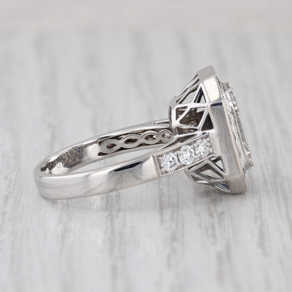 2.07ctw Diamond Blue Sapphire Halo Engagement Ring 18k White Gold Size 7