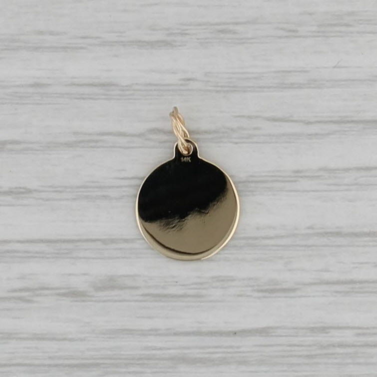 Engraved Letter Initial "H" Pendant 14k Yellow Gold Small Round Charm