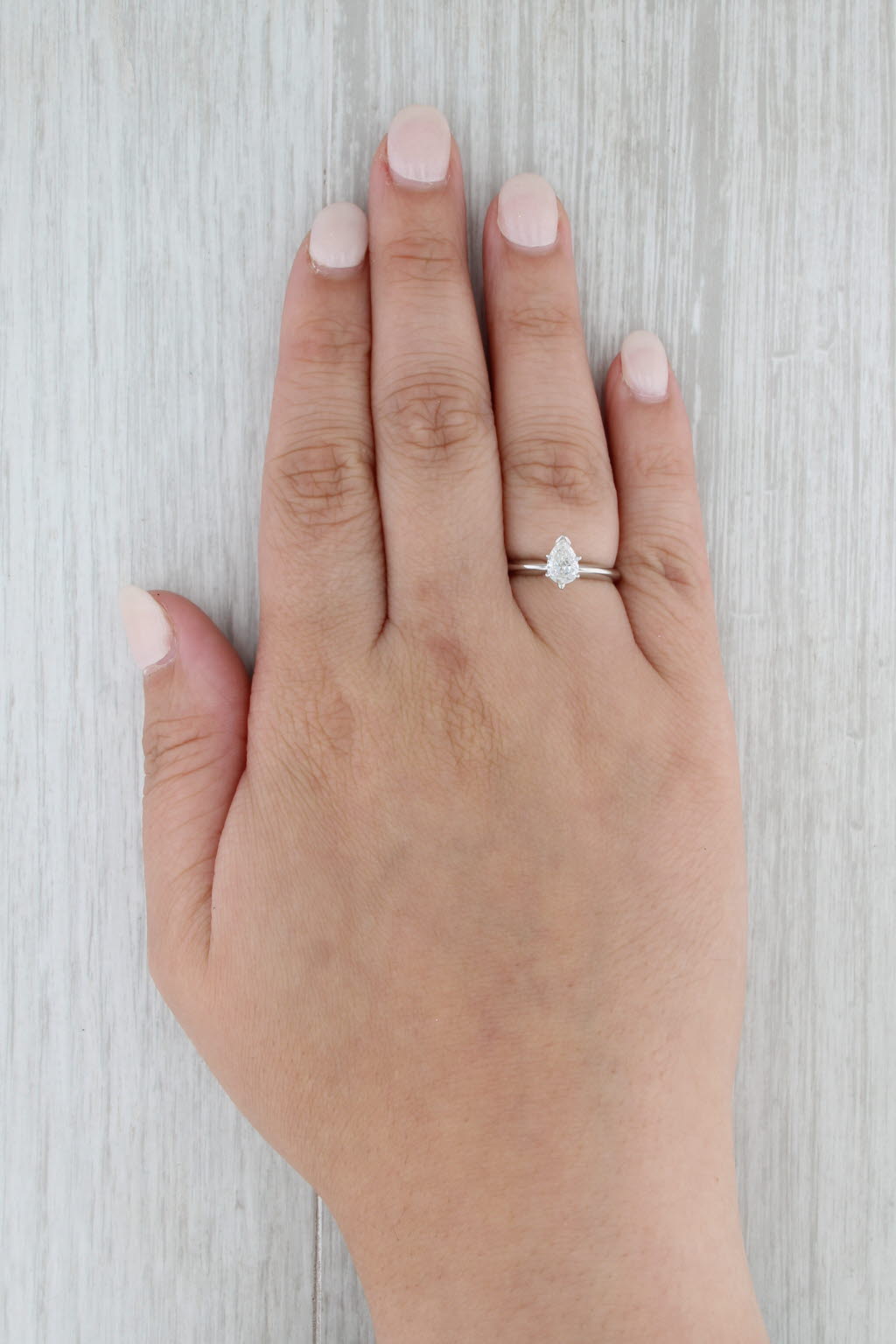 0.50ct Pear Diamond Solitaire Engagement Ring 14k White Gold Size 6 GIA