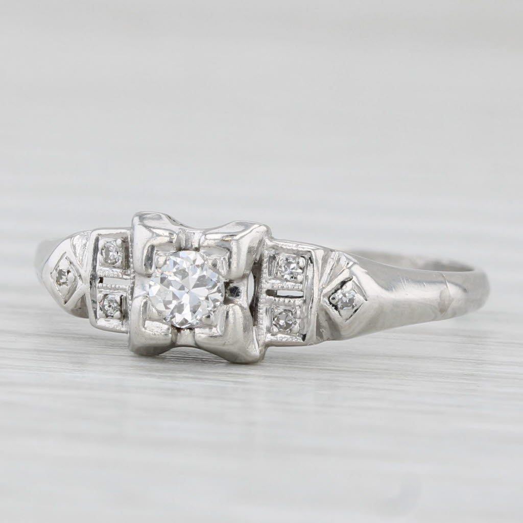 Light Gray Vintage 0.15ctw Diamond Engagement Ring 900 Platinum Size 8