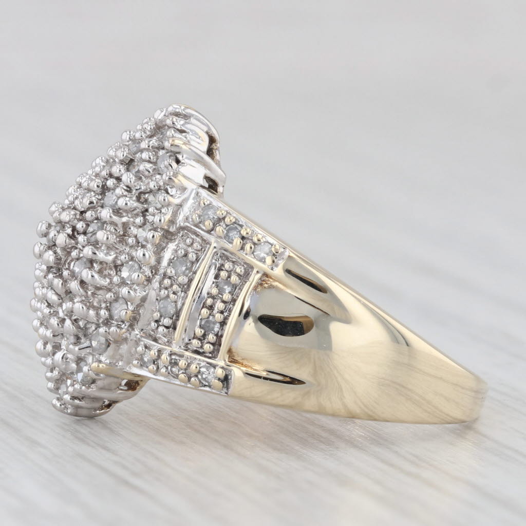 Light Gray 0.50ctw Diamond Cluster Ring 10k Yellow Gold Size 7.75 Cocktail