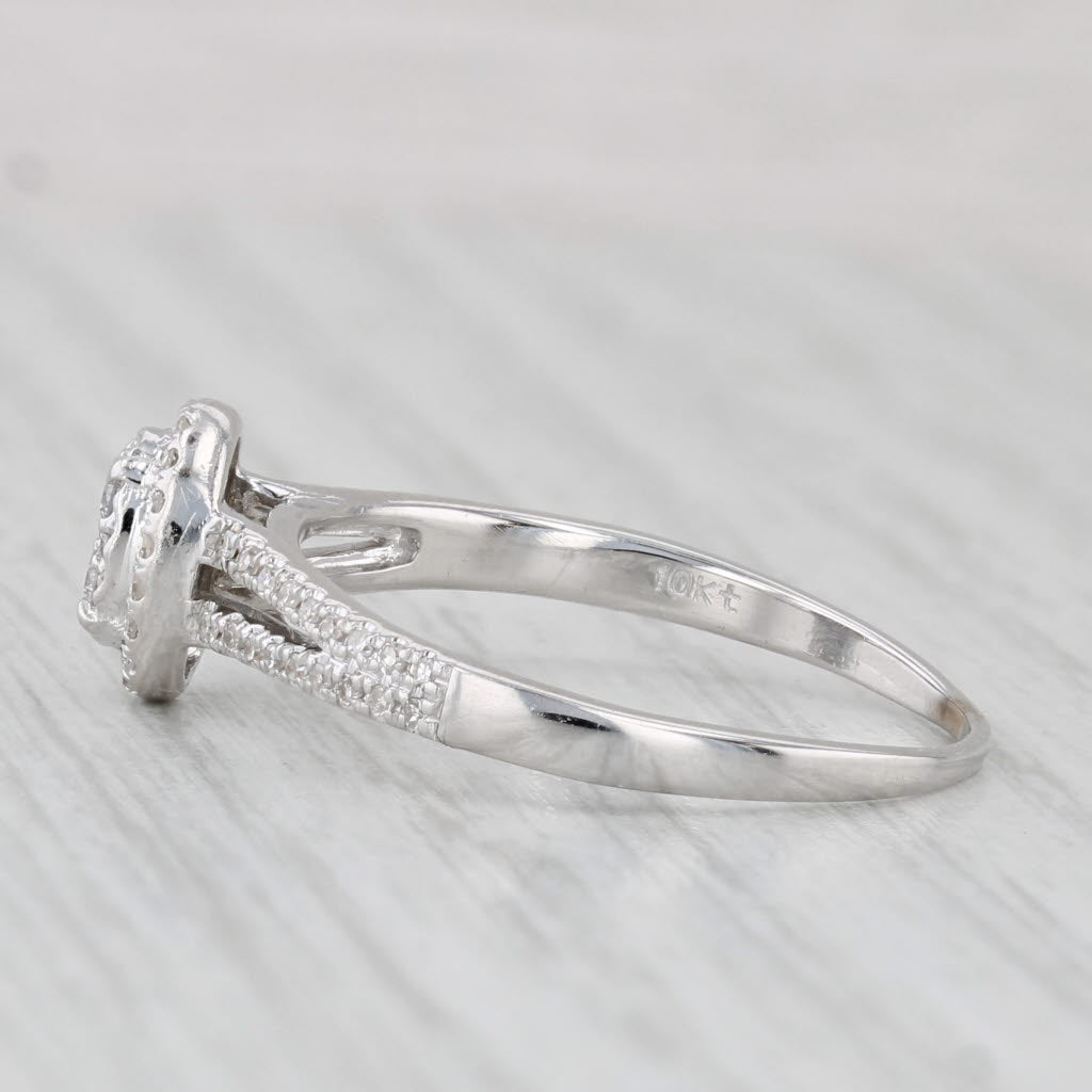 Light Gray 0.21ctw Diamond Cluster Halo Engagement Ring 10k White Gold Size 8.5