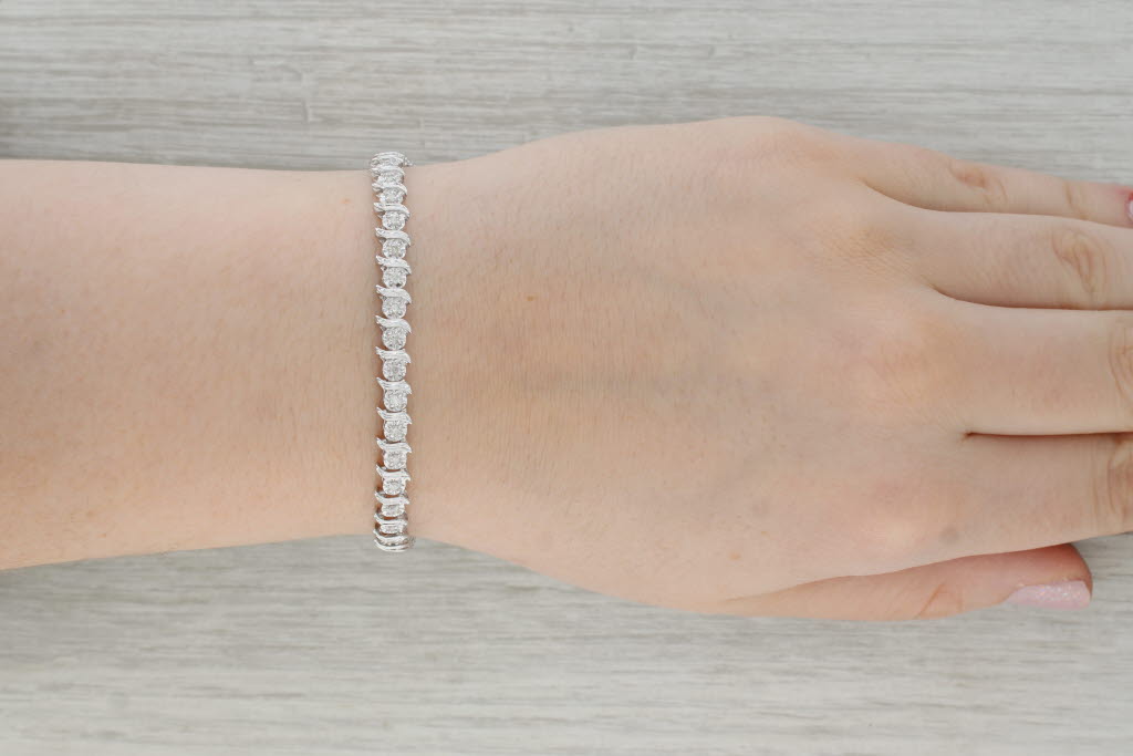 Dark Gray 0.75ctw Diamond Tennis Bracelet 10k White Gold 7.25" 5.6mm