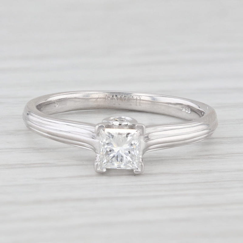0.47ct Princess Diamond Solitaire Engagement Ring 18k White Gold Size 6.75
