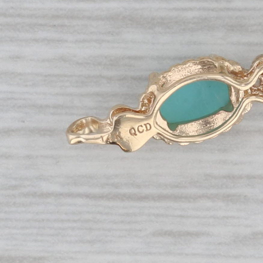Gray Imitation Turquoise Tennis Bracelet 14k Yellow Gold 7"
