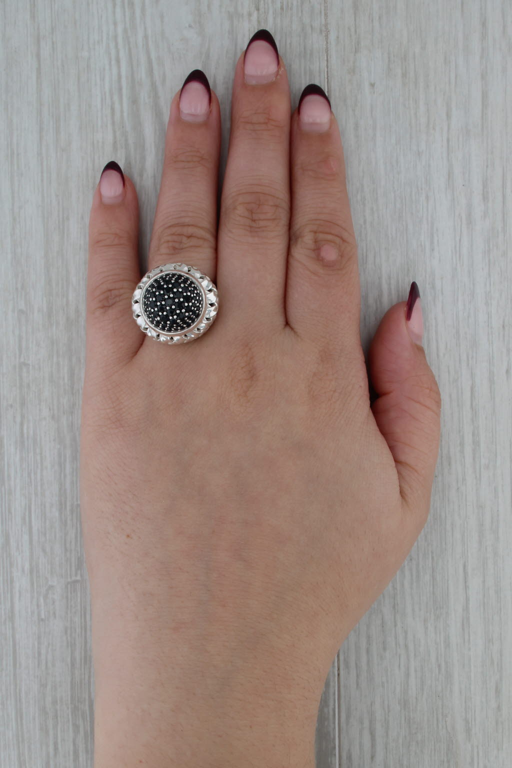 Slane & Slane 2.17ctw Pave Blue Sapphire Basketweave Ring Sterling Silver Size 8