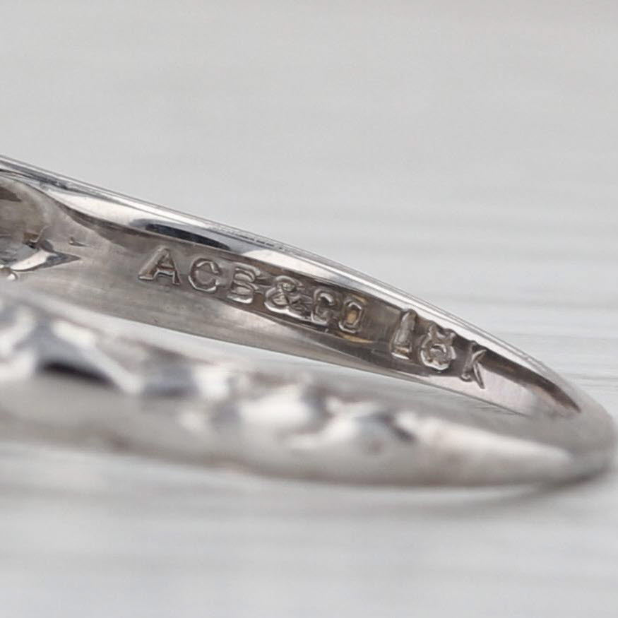 Art Deco 0.36ct Diamond Solitaire Engagement Ring 18k White Gold Filigree