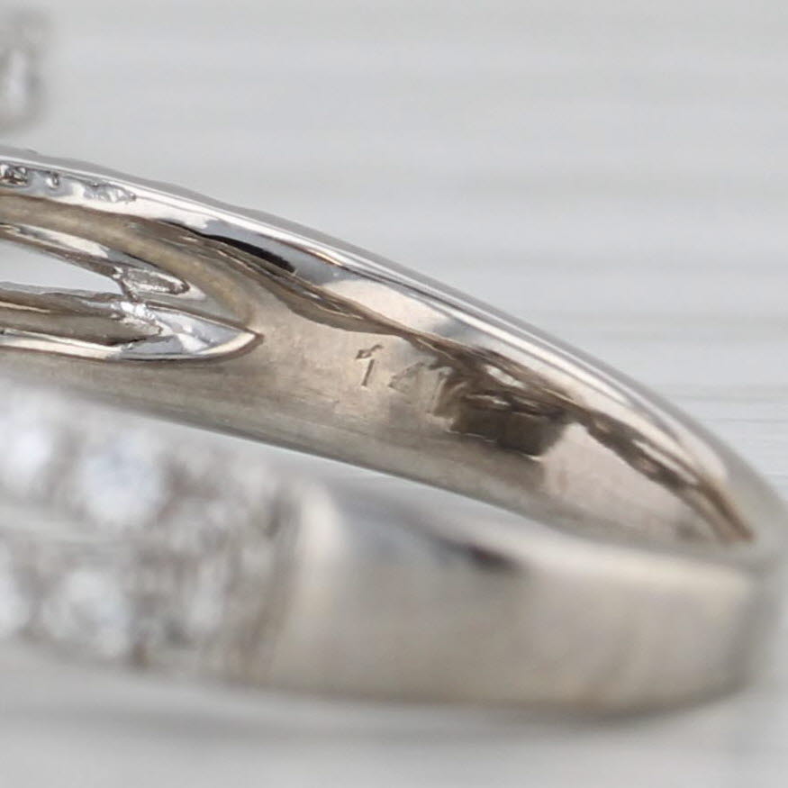 Gray 1.20ctw Leo Diamond Halo Engagement Ring Contoured Wedding Band 14k White Gold