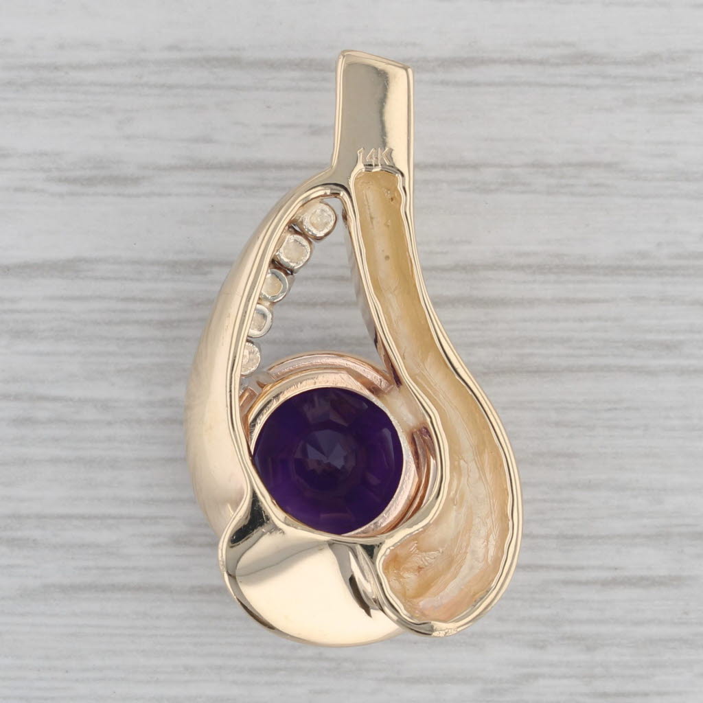 Gray 4.55ctw Amethyst Diamond Pendant 14k Yellow Gold Statement