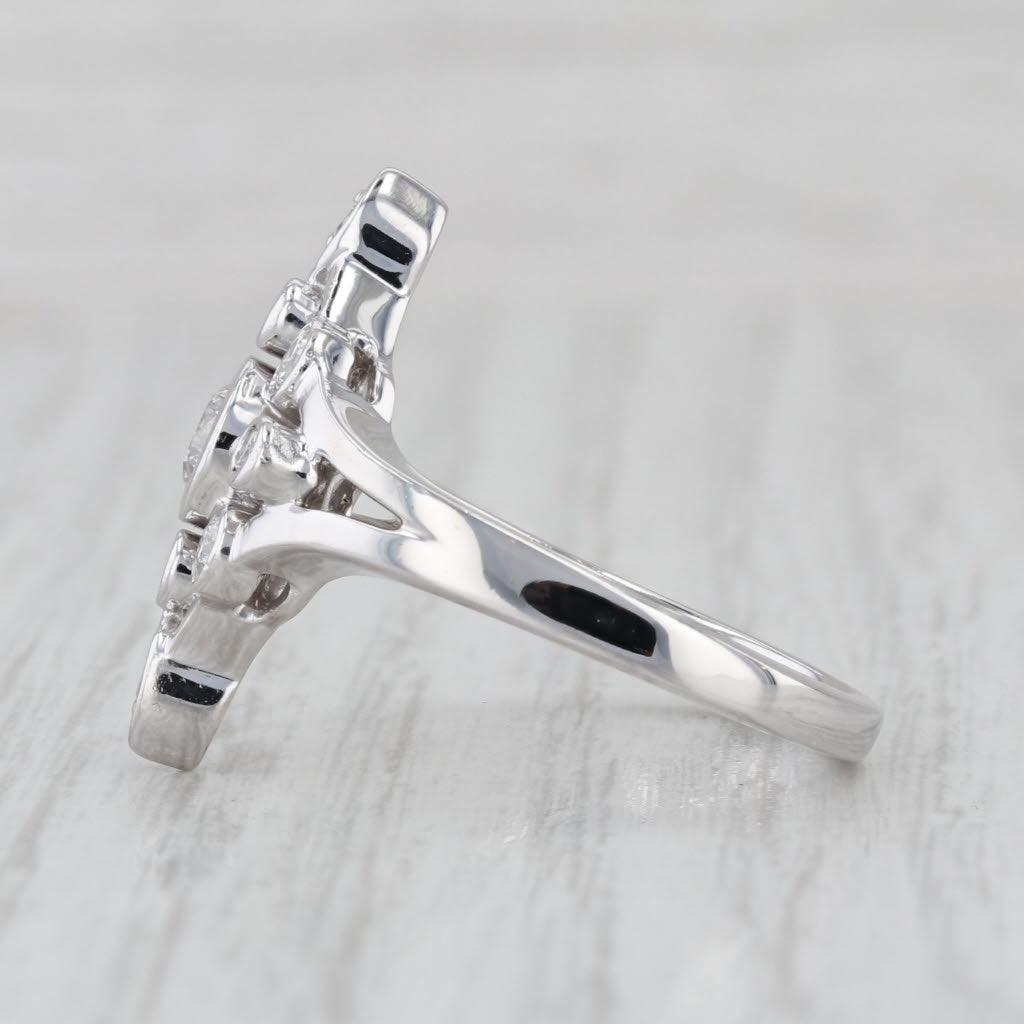 0.63ctw Diamond Cluster Cocktail Engagement Ring 14k White Gold Size 9