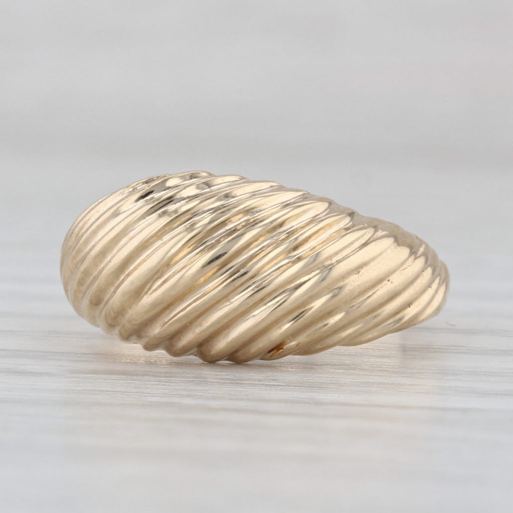 Domed Scalloped Croissant Ring 14k Yellow Gold Size 5.75