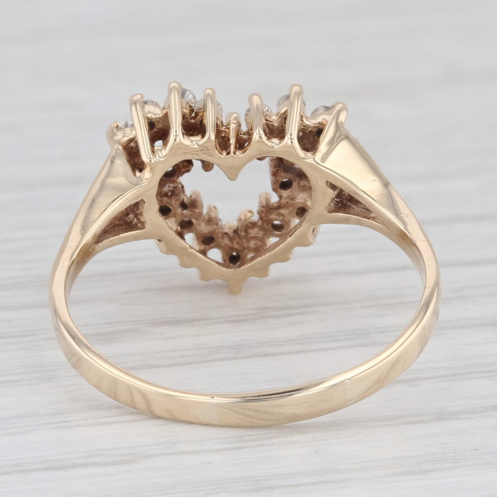 Light Gray 0.40ctw Diamond Open Heart Ring 14k Yellow Gold Size 9.25