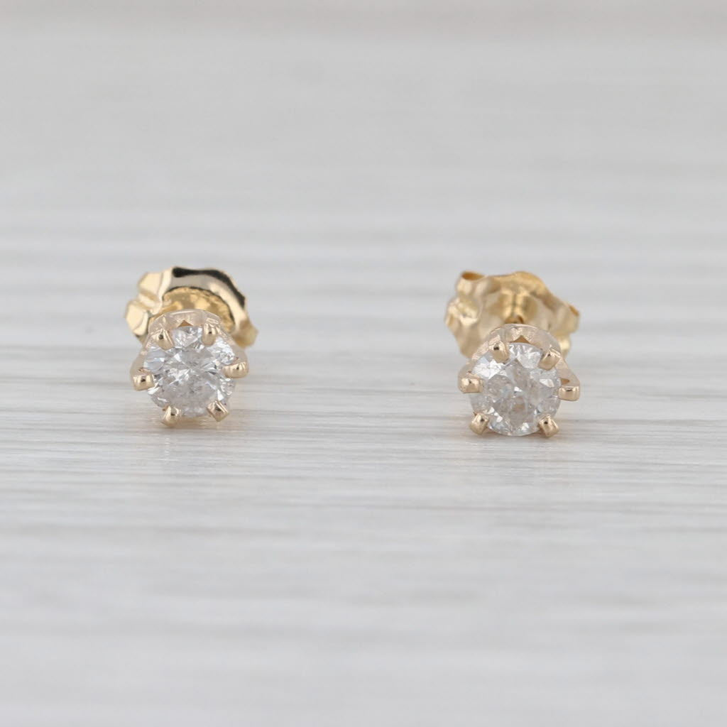0.38ctw Round Diamond Stud Earrings 14k Yellow Gold Solitaire Studs