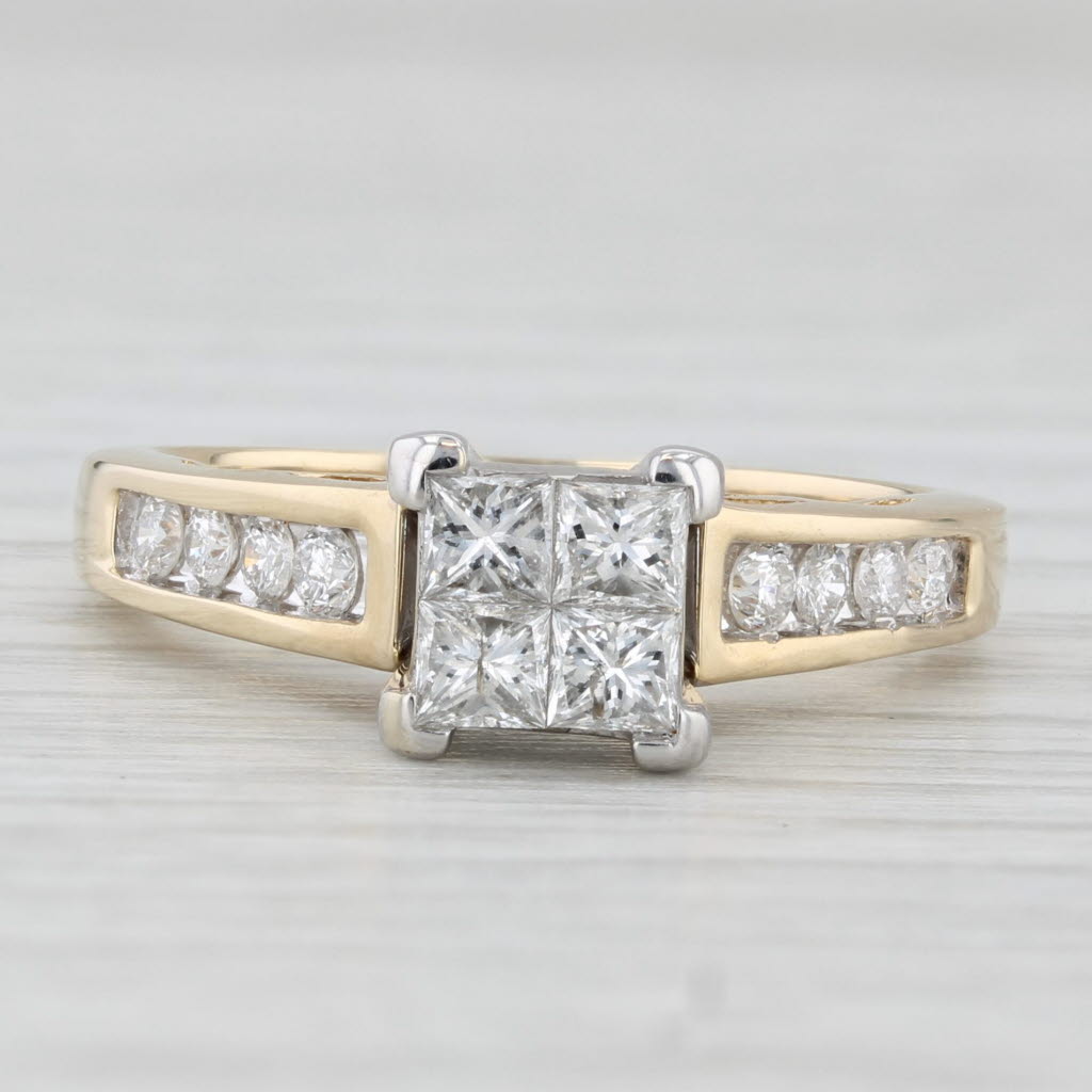 Light Gray 0.70ctw Princess Diamond Engagement Ring 14k Yellow White Gold Size 6.5