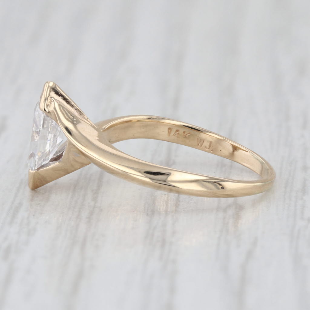 0.62ct Marquise Solitaire Diamond Engagement Ring 14k Yellow Gold Bypass Sz 4.75